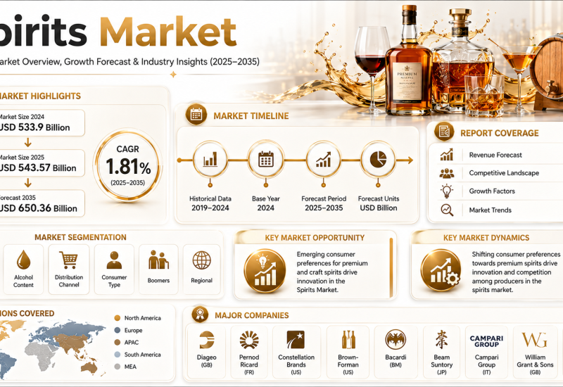 Spirits Market to Reach USD 650.36 Billion by 2035 at 1.81% CAGR as Premiumization and Craft Innovation Reshape Demand